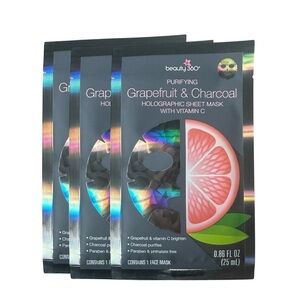 Beauty 360 Purifying Grapefruit & Charcoal Holographic Sheet Mask 5 Pack